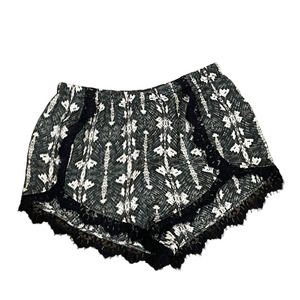 Show Me Your MuMu Black White Animal Print and Lace Edge Shorts SZ Medium